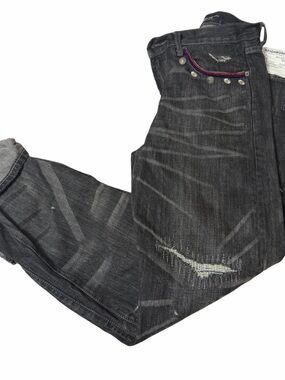 Women’s Distressed Black Jeans with Accent Stitching